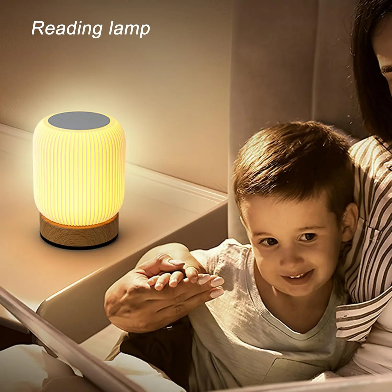 Lámpara de grano de madera de diseño único, luz nocturna recargable, luz cálida y suave, protección ocular, iluminación de ambiente no irritante