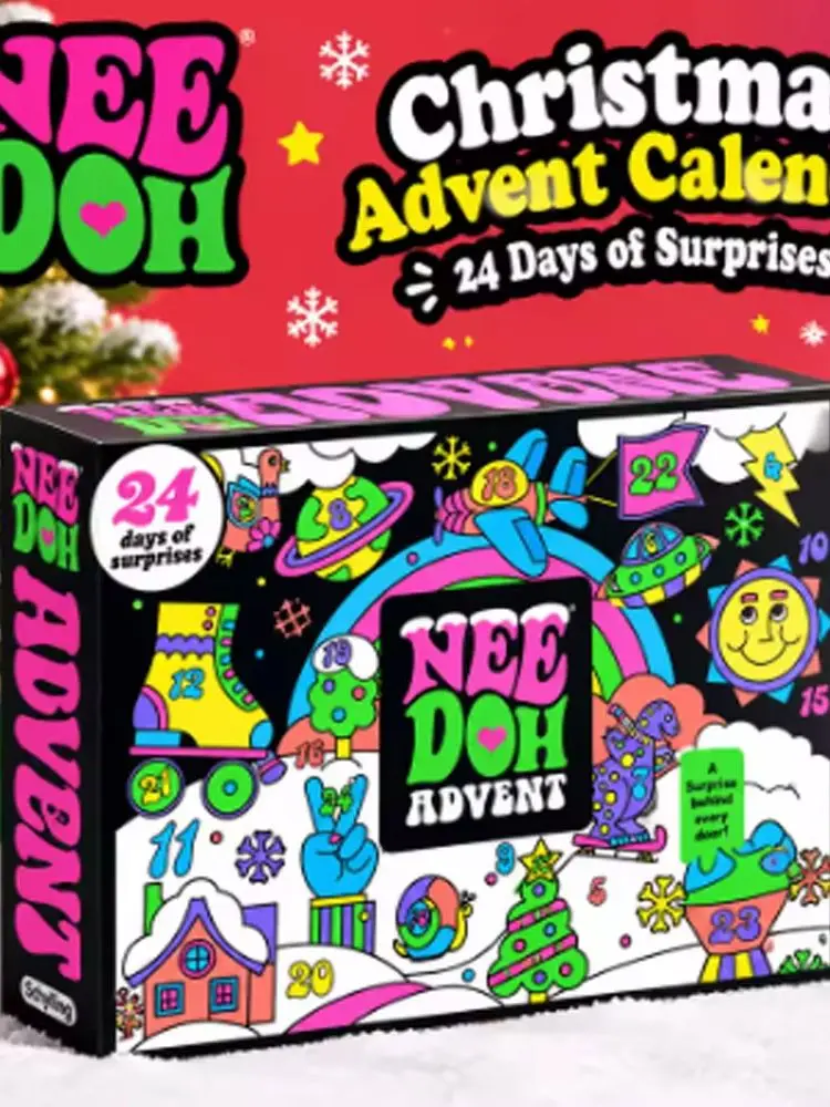 NeeDoh 2026 3D PVC Fidget-Puppe Adventskalender Weihnachts-Countdownkalender Überraschungsbox Stressabbau-Spielzeug Neujahrsgeschenk