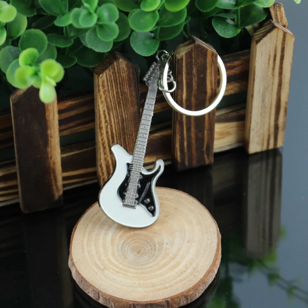 Little Fresh Zinc Alloy Guitar Keychain Musical Elements Bass Car Key Ring Portable Bag Pendant Couple