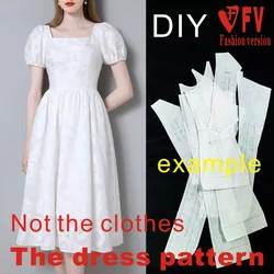 Making clothes pattern damska kwadratowa sukienka z bufkami efekt szycia rysunek 1:1 fizyczny wzór BLQ-592