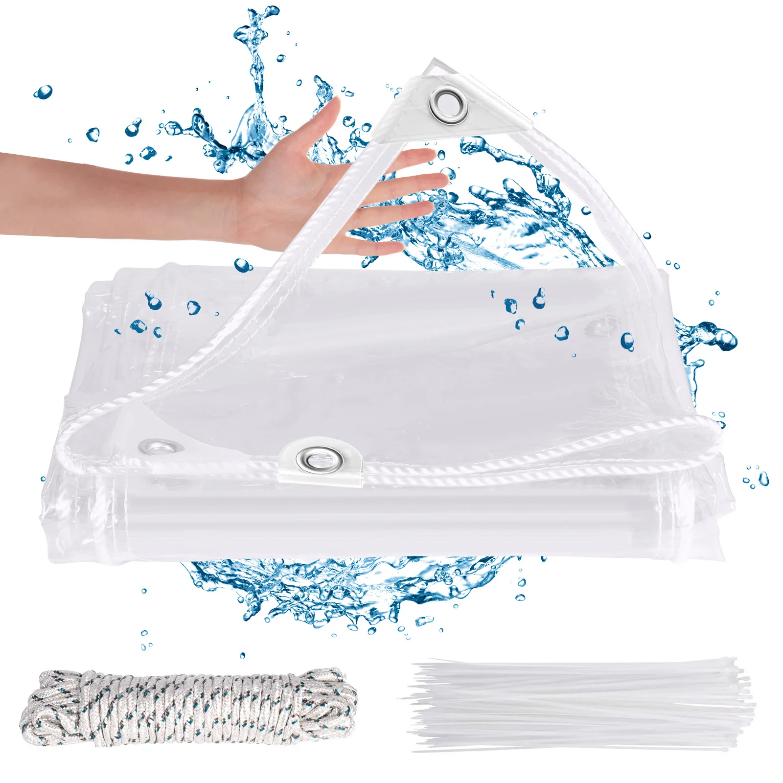 Wasserdichte Hochleistungsplane, Verbesserte Widerstandsfähigkeit PVC Transparente Plane Dicke 420 g/m², Winddichte Plane, Frostbeständig – Detail 10