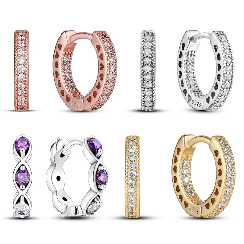 

Сверкающие красочные серьги-кольца из стерлингового серебра 925 пробы, гипоаллергенные ювелирные изделия, украшенные цирконом, элегантный роскошный стиль, женский