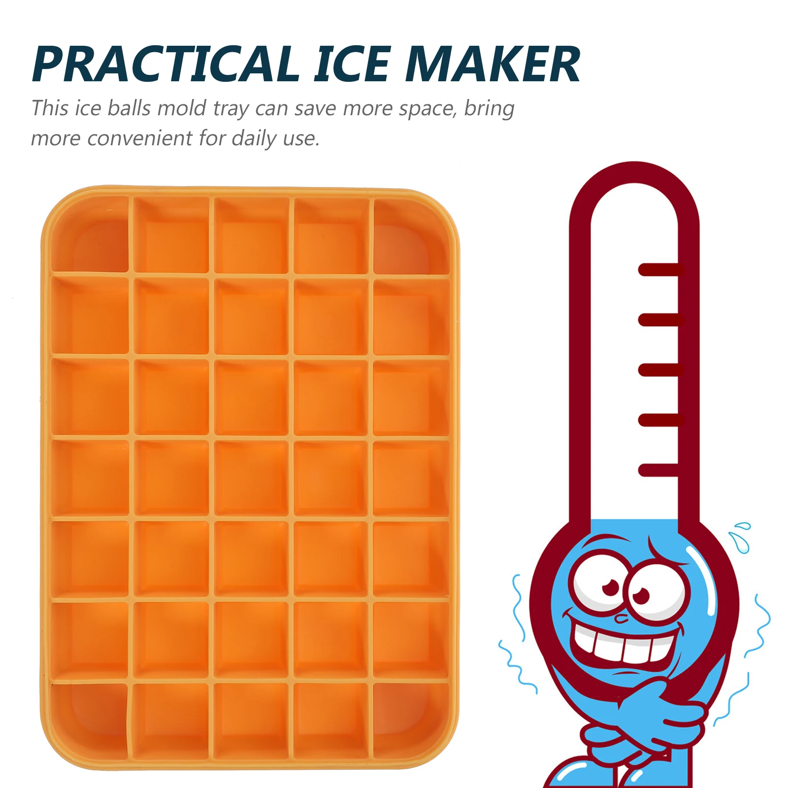 

35 Cavities Silicone Cube Tray Yellow Color Storage Box Ice Scoop Easy Clean Home Party Bar Use Practical Ice Mold