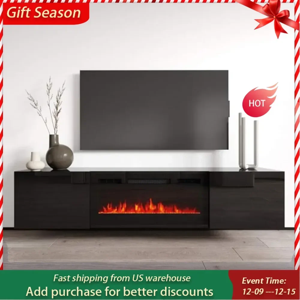 Luxe Floating Fireplace TV Stand for TVs up to 80