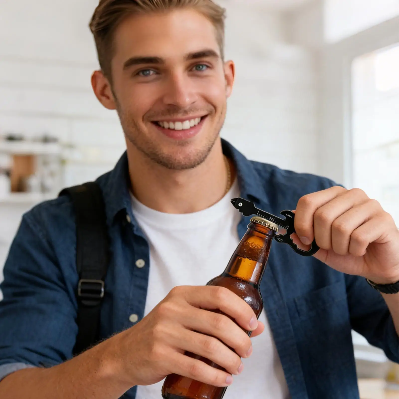 Flaschenöffner-Schlüsselanhänger, tragbar, robust, Gitarren-Karabiner, praktischer Schlüsselanhänger für Männer, für den Freund, Musikliebhaber, für den täglichen Gebrauch auf Reisen