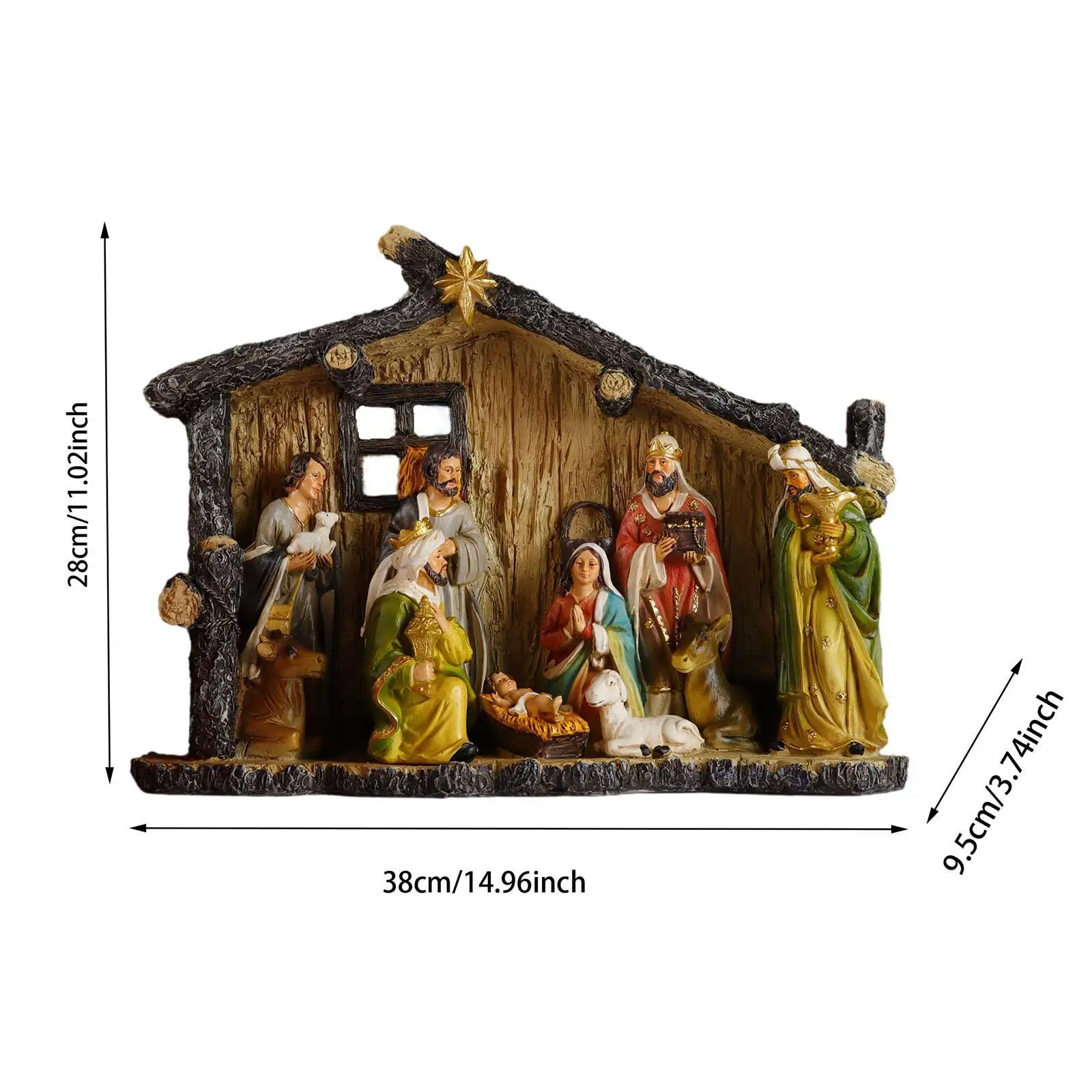 Nativity Scene Statue Christmas Figurine Resin Sculpture Tabletop Ornament for Office image 6