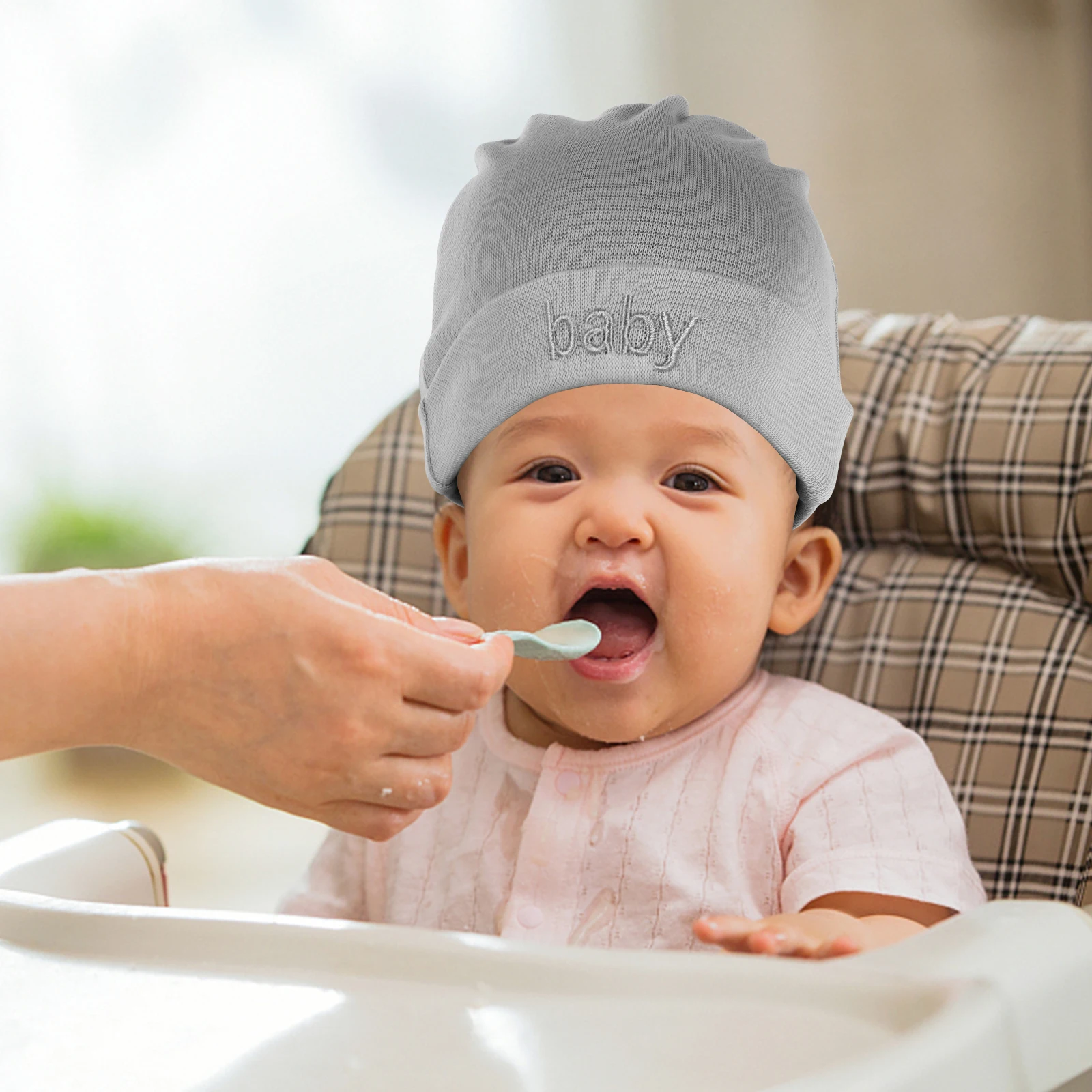 

Baby Hat Mittens Gloves Anti scratch Cotton White Grey Newborn Accessories 0 6M Warm Feet Head Winter Boys Girls Baby