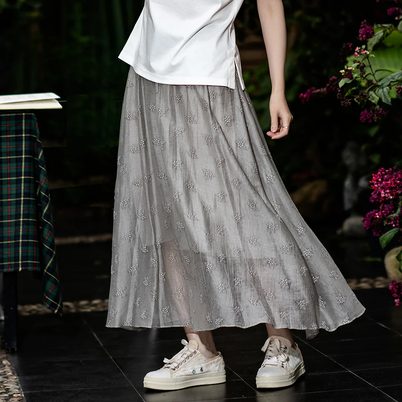 

Эластичная полупрозрачная длинная юбка до колен для весенне-летнего сезона, модная женская одежда