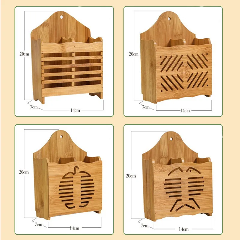 Kitchen Wooden Drain Chopsticks Cage Cutlery Hollow Drainer Storage Rack Spoon Chopstick Organizer Home Accessories