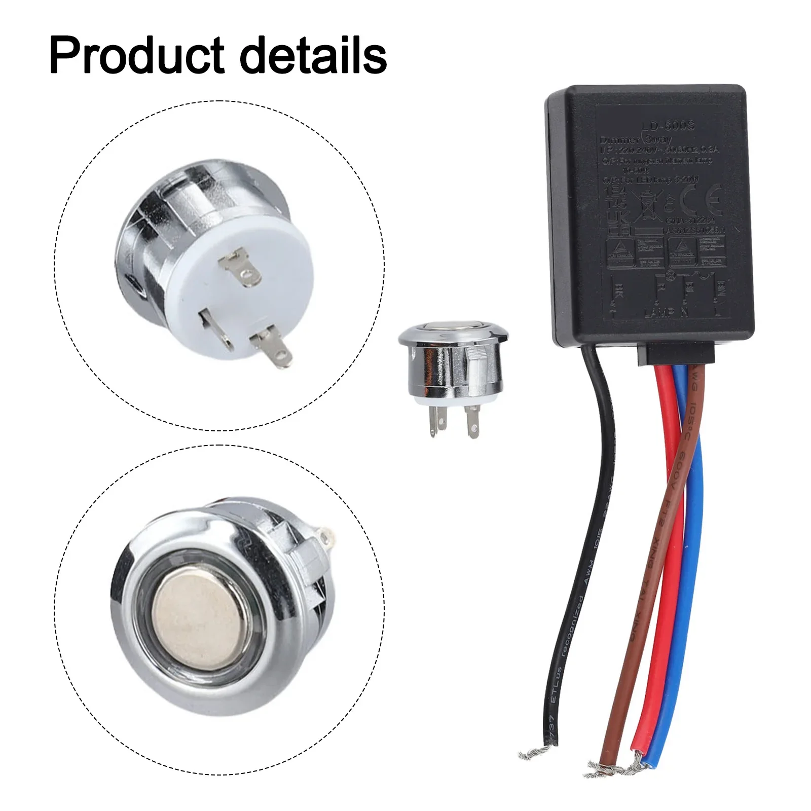 Touch Switch Inductive Switch 3 Way Touch Dimming Dimming ON OFF LD-600S Black Inductive Switch Solar Fittings