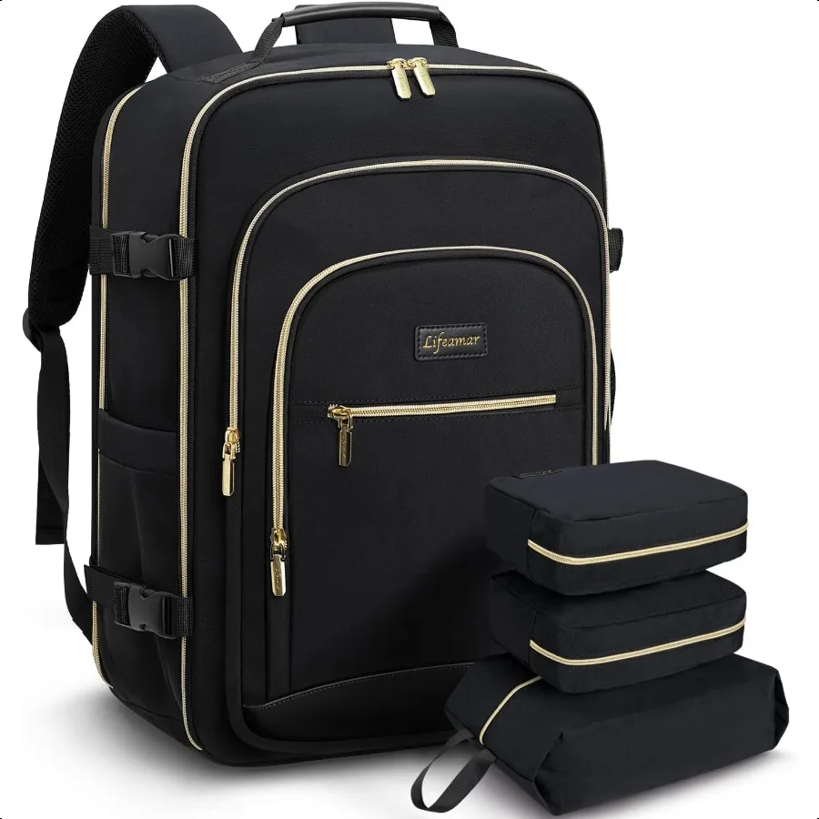 

40L Travel Backpack for Women Carry On Bag Flight Appd Waterproof Backpacks with 3 Packing Cubes Weekender Personal Item Backpa