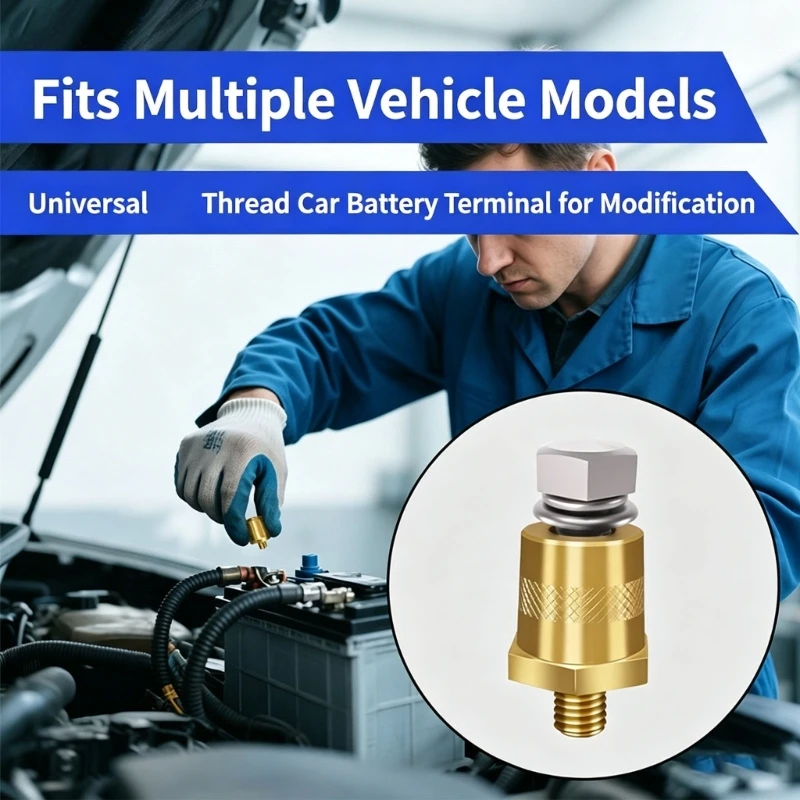 M76E Positiver und negativer Batteriepolsatz aus Kupfer, Gewindeklemmenpaar mit Schrauben und Unterlegscheiben für die – Detail 1