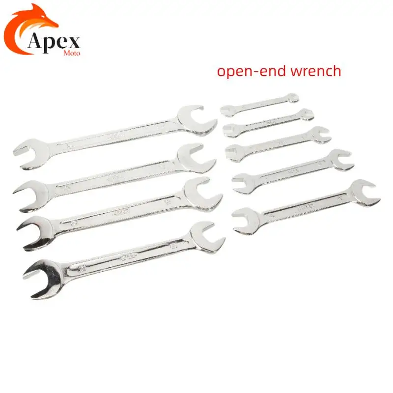 

High strength open-end wrench easily handles disassembly of motorcycle oil drain bolts and spark plugs