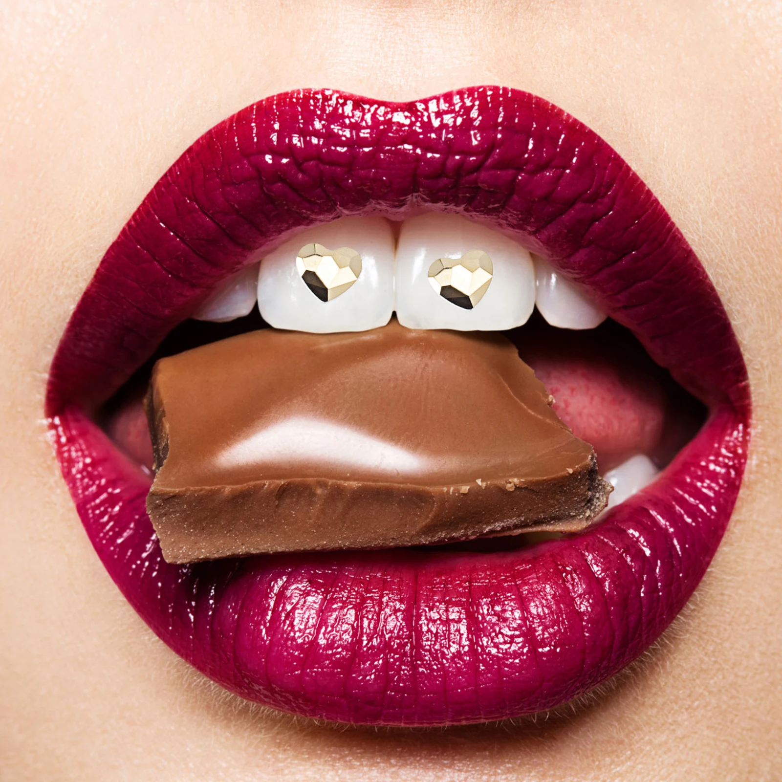 

10 Pcs Decorations Peach Heart-shaped Tooth Drill Gems Nail Charms and Jewels Crystal Golden