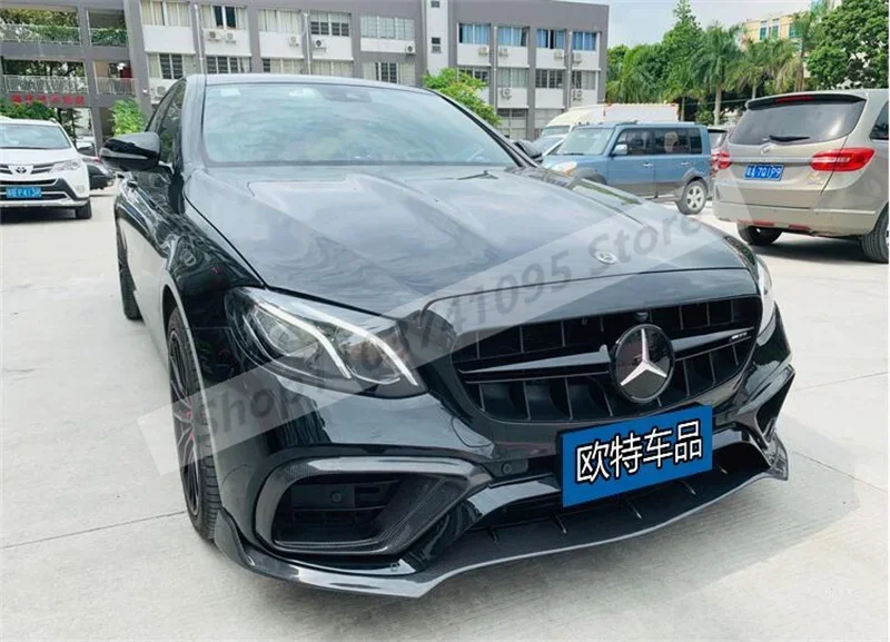 Carbon Fiber Front Bumper Lip Spoiler Splitters Aprons Fog Light Cover For Mercedes-Benz W213 E63 E63s AMG 2016-2020