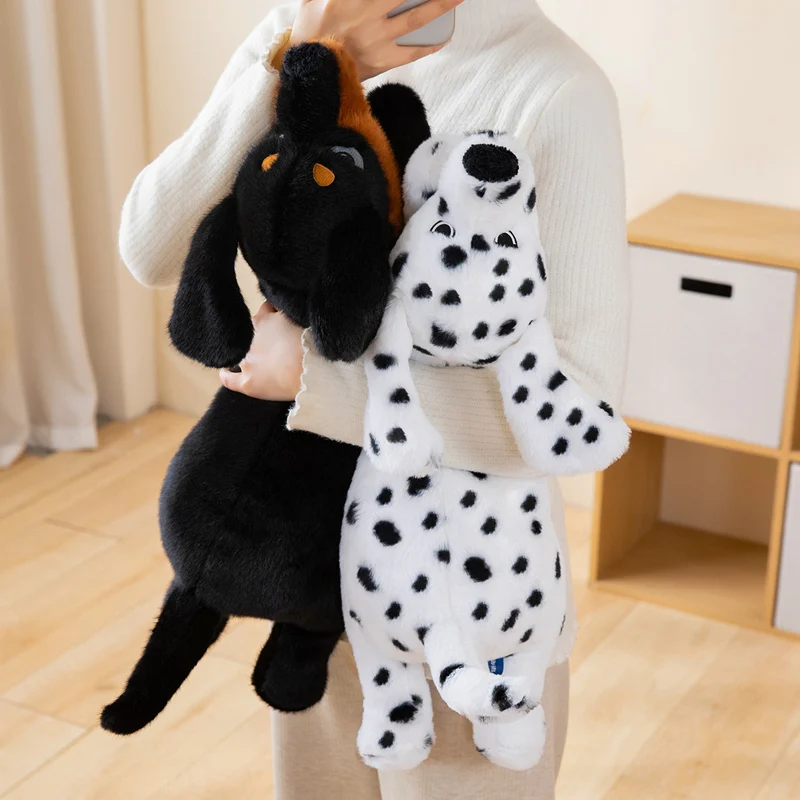 

60/80/100cm Simulated Black Dog Plush Toy Lifelike Dalmatian Plush Doll Soft Stuffed Animal Boy Girl Birthday Gift