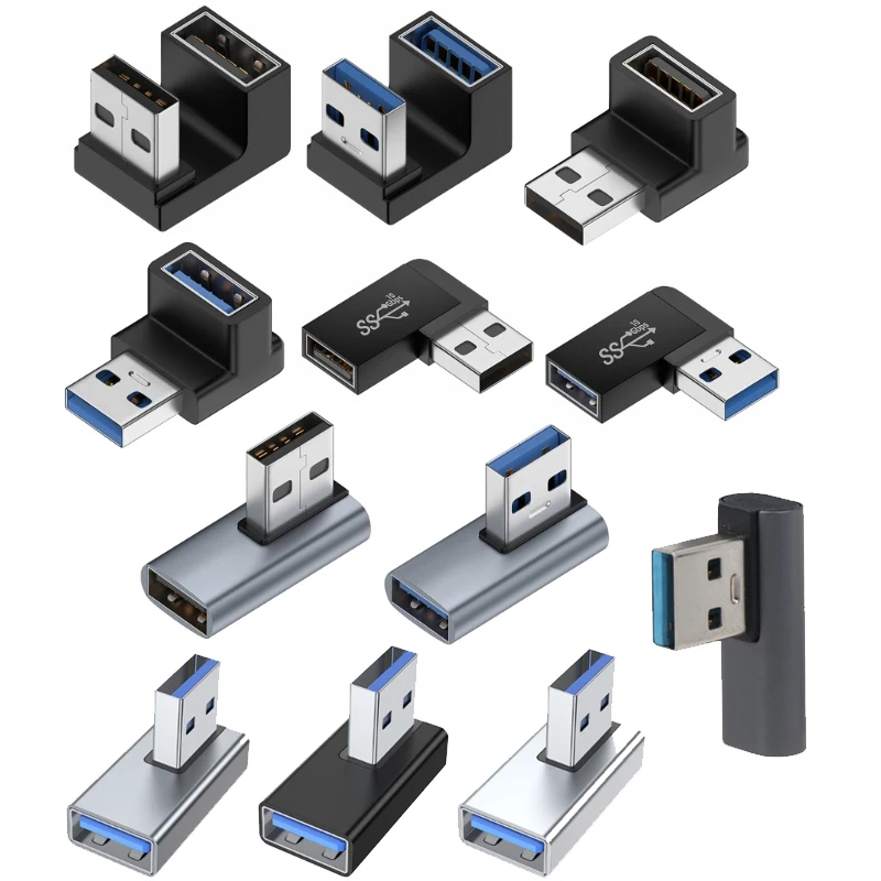 90 stopni USB do USB Adapter kątowy męski do żeńskiego łącznik wtyczka do laptopa PC 10Gbps wysokiej dane prędkości transferu