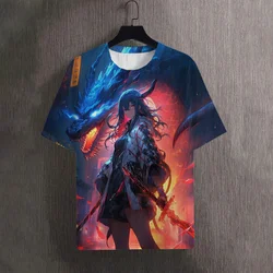 Men's T-Shirts Summer Dragon Messenger Pattern 3D Print Top Tees Beautiful girl Women Streetwear Oversized T Shirt Men Clothing