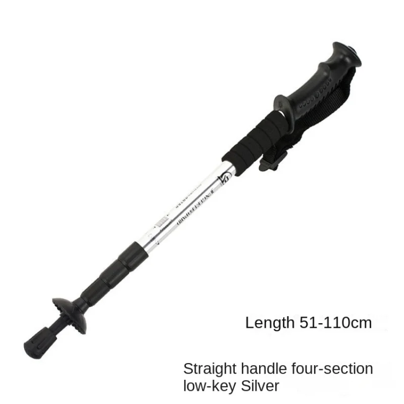 Retractable alpenstock aluminum alloy hiking t handle travel climbing cane outdoor equipment straight handle