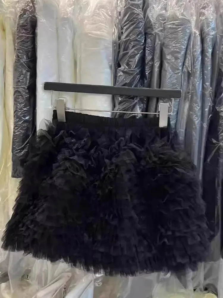 Mujer en capas pastel dulce malla pesada esponjosa cintura ajustada Falda corta Faldas Mujer Faldas de tul Jupe Y2k