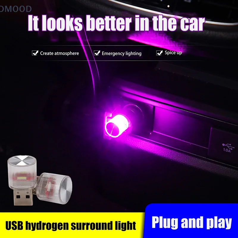 1PC Portable Plug And Play Car Decorative Interior Lamp Car Mini USB Led Atmosphere Light For Party Ambient Automotive