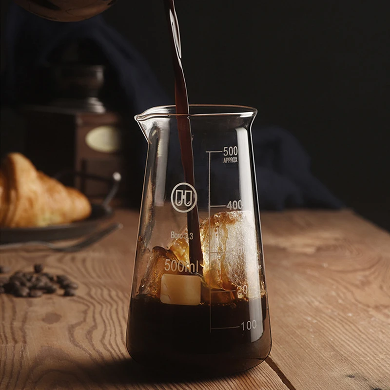 250ml/500ml Conical Glass Coffee Sharing Pot Iced Americano Coffee Utensils Hand-Brewed Coffee Sharing Pot Conical Measuring Cup view 4