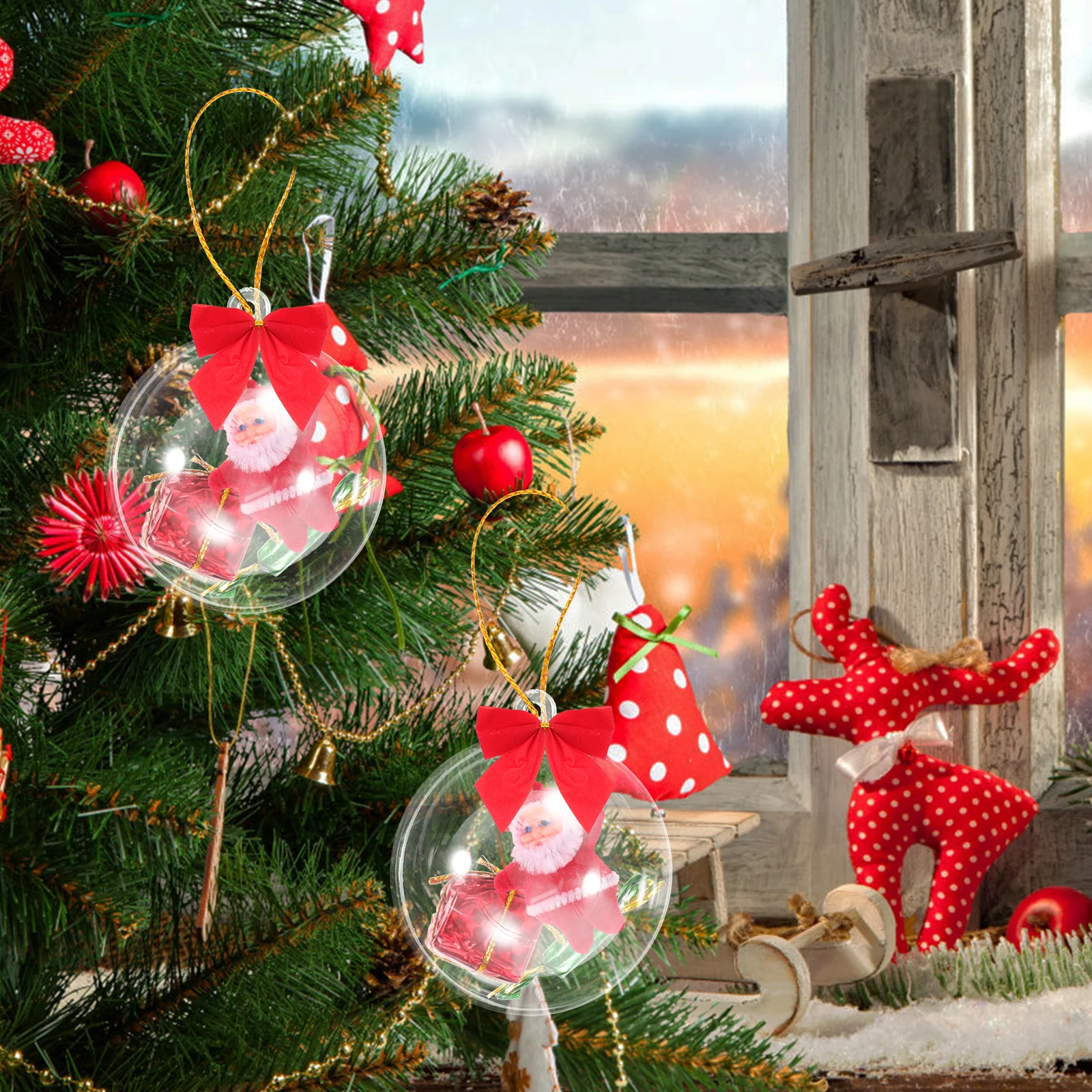 

1 Acrylic Christmas nament 6cm Clear Fillable Balls Hanging Decor Xmas Tree Supplies Party Props Holidaynaments