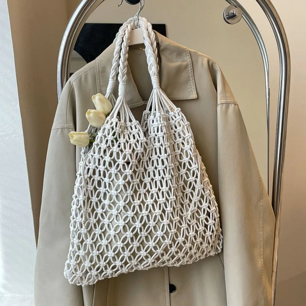 

New Hollow Out Woven Tote Bag Bohemian Large Capacity Crochet Mesh Bag Straw Handmade Knitted Beach Bag Summer
