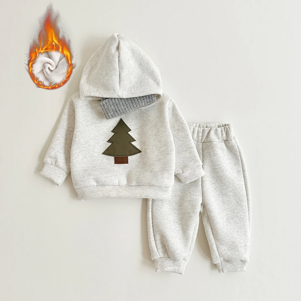 Baby Boys Christmas Tree Set Children's Hooded Flannel Tracksuit Boys 2 Pcs/Set Kids Clothes Baby Girls Winter Coat Pant Sets