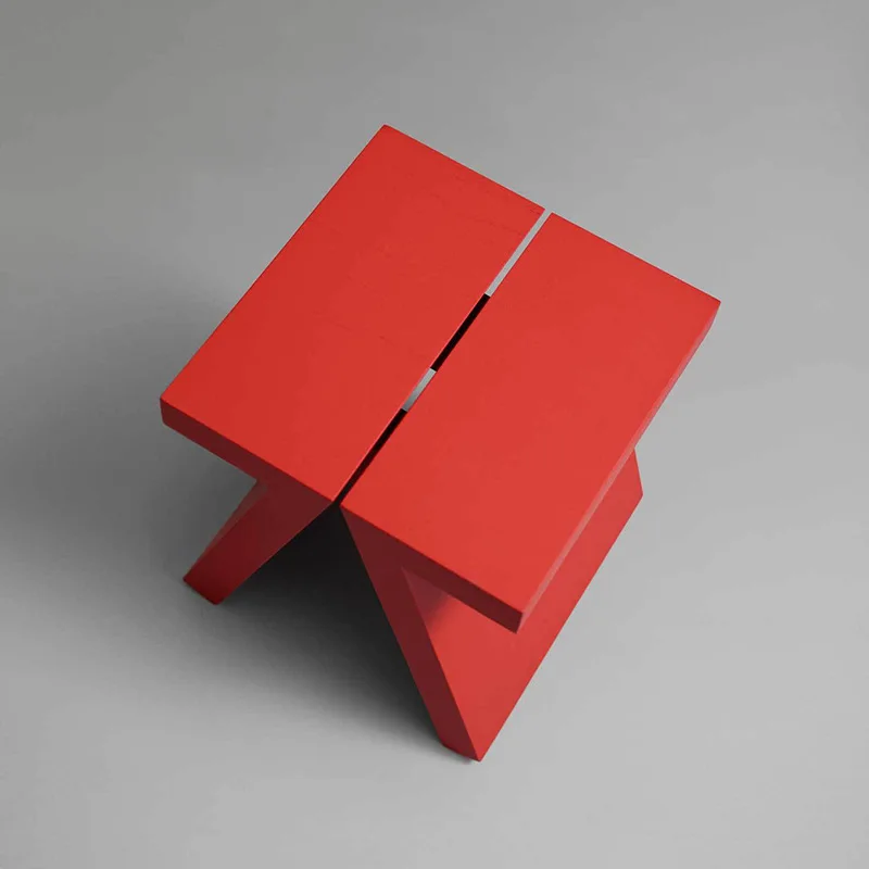 Creative modern solid wood shoe changing stool red casual low stool entrance shoe sitting stool