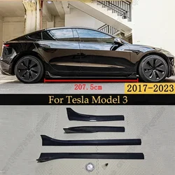 207.5cm Side Bumper Skirt For Tesla Model 3 2017-2023 Side Skirts Door Bumper Lip Splitter Diffuser Tuning ABS Protector Cover