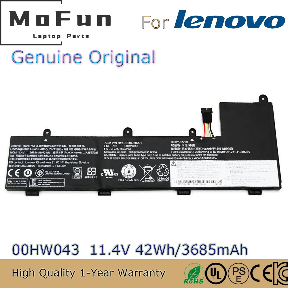 

Brand New Original 00HW043 11.4V 42Wh Laptop Battery for Lenovo ThinkPad Yoga 11e 3rd 4th Gen 20GC 00HW044