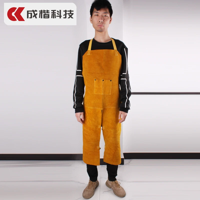 

Cowhide Fabric Welding Apron Heat Flame-Resistant Heavy Duty Work Forge Welding Pants Thorn Proof Leather Work Safety Workwear