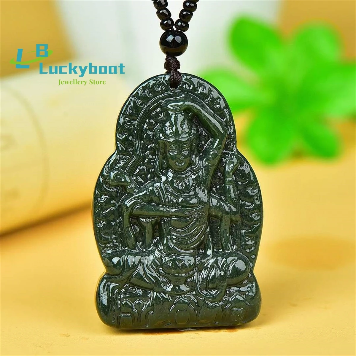 

Natural Hetian Qingyu Four Arm Guanyin Pendant is Simple Personalized Exquisite Fashionable and Versatile for Men and Women