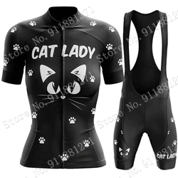 Black Cat Lady 2023 Women Cycling Jersey Set Summer Clothing Road Bike Shirts Suit Bicycle Bib Shorts MTB Ropa Ciclismo