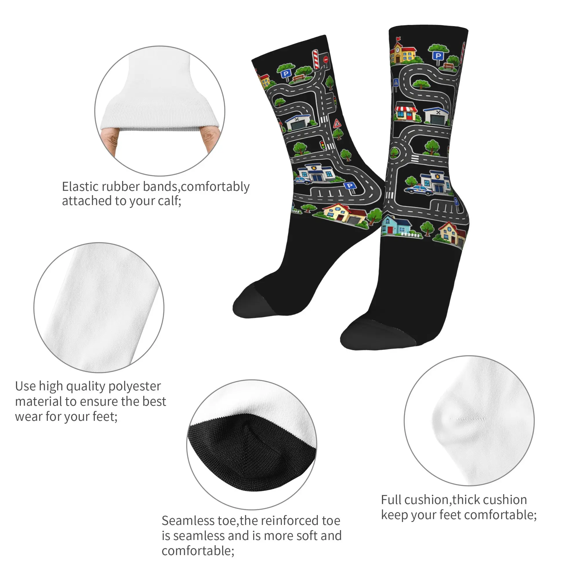 Tired Dads Club Car Race Track On Dad Socks Men's Women's Polyester Funny Happy Socks Harajuku Spring Summer Autumn Winter Socks