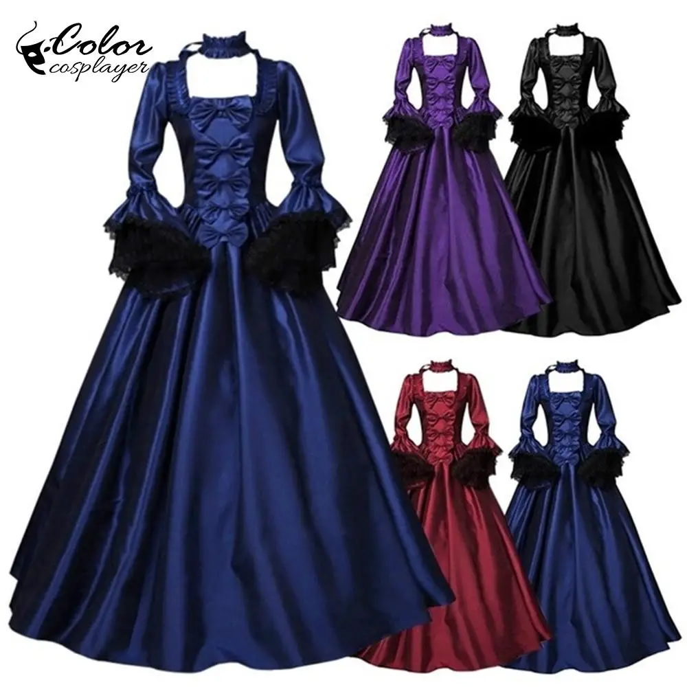 

Color Cosplayer Medieval Dress Princess Halloween Cosplay Costume Vintage Court Dress Witch Vampire Gown Carnival Clothing