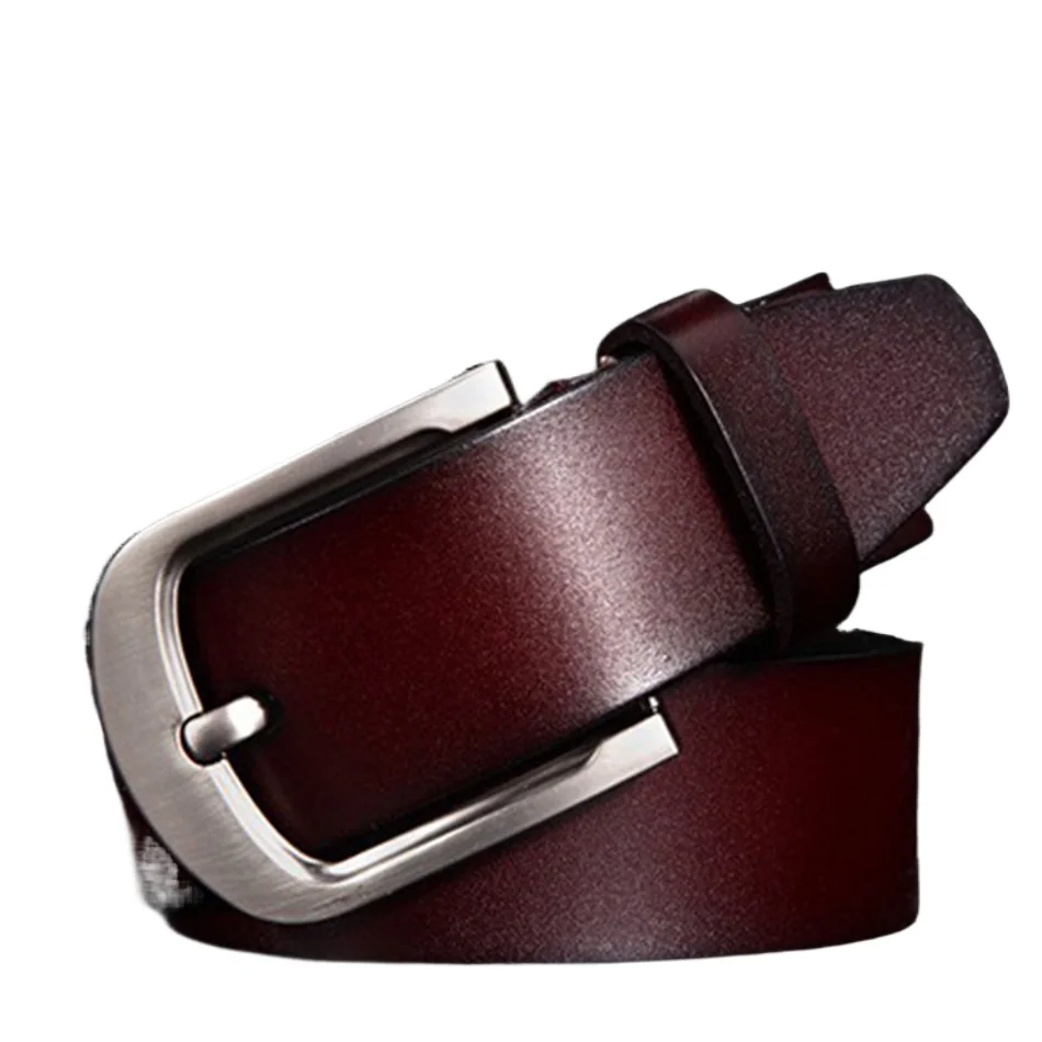 Real Leather Brown Belts for Men Genuine Leather Mens Pin Buckle Belts Brown Business High Quality Brand Male Leather Belt Black