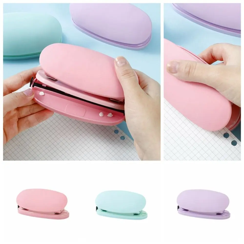 1Pc Double Holes Paper Punch With Measure Scale Loose-leaf Binding Macaron Color DIY Hole Punch Student Punching Tool