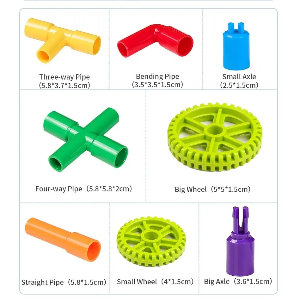 Diy blocos de construção de tubulação de água emenda tubos montagem design construção educacional plástico montessori blocos de construção