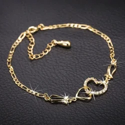 Classic Stainless Steel Chain Double Heart Love Anklet Bracelet Fashion Trendy Charm Bracelets Women Fashion Party Jewelry Gift