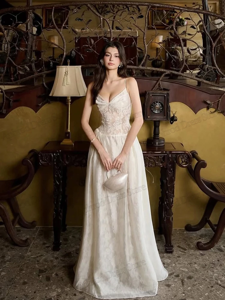 بوهيميا فساتين الزفاف خمر زي العرائس الدانتيل المتدرج الجلباب السباغيتي الأشرطة الحبيب Vestidos De Novia مخصص 2025