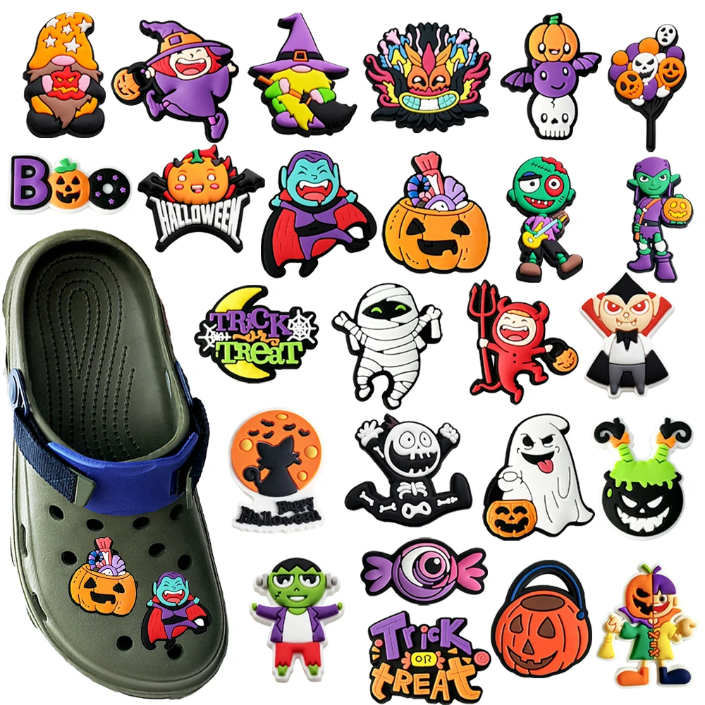 New 25-50Pcs Cartoon Wacky Halloween Series PVC Shoe Accessories DIY Detachable Waterproof Creativity Fashion Party Gifts