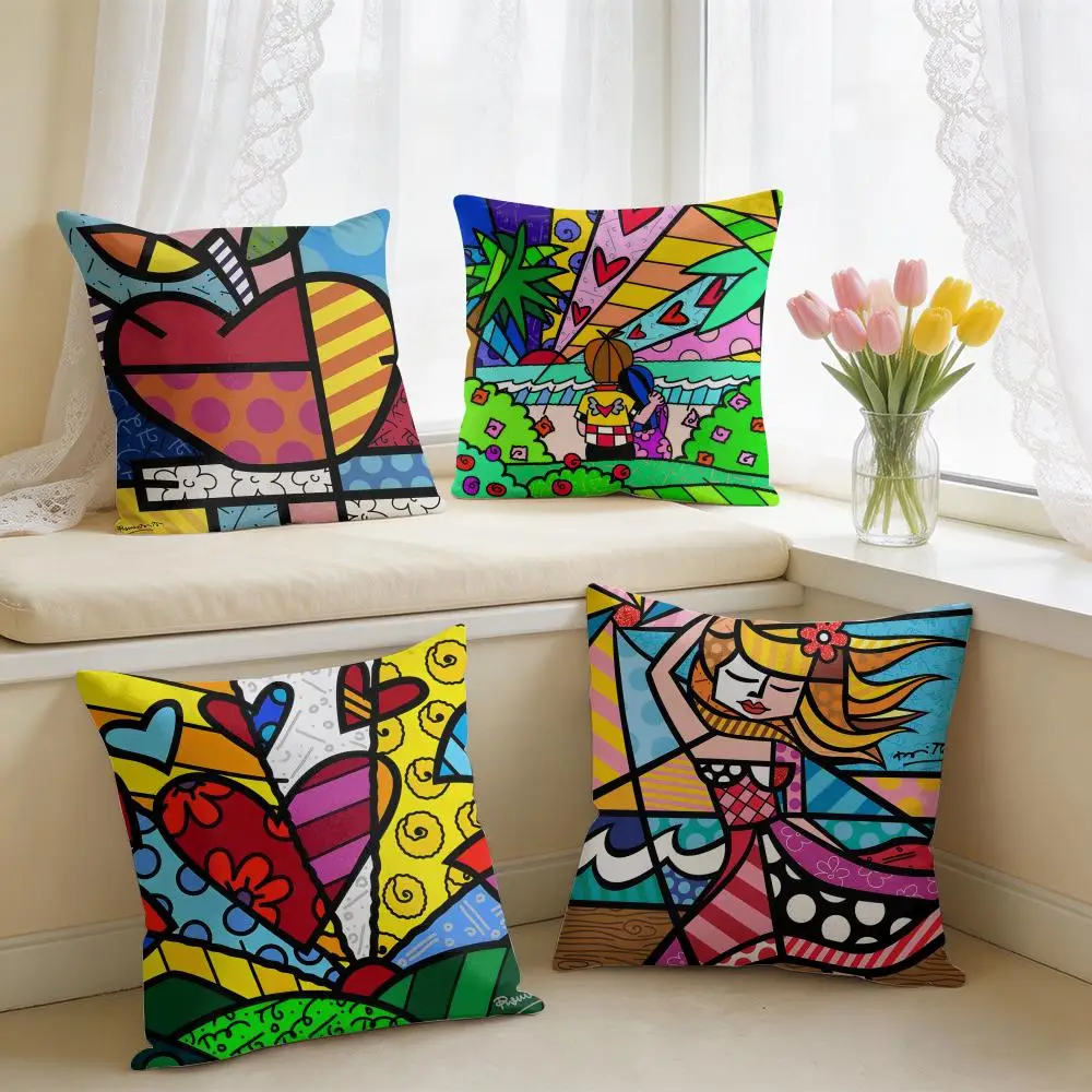 B-Britto Art Design Abstract Cushion Cover Square Short Plush Pillow Case Living Room Sofa Home Decor Funda 40X40