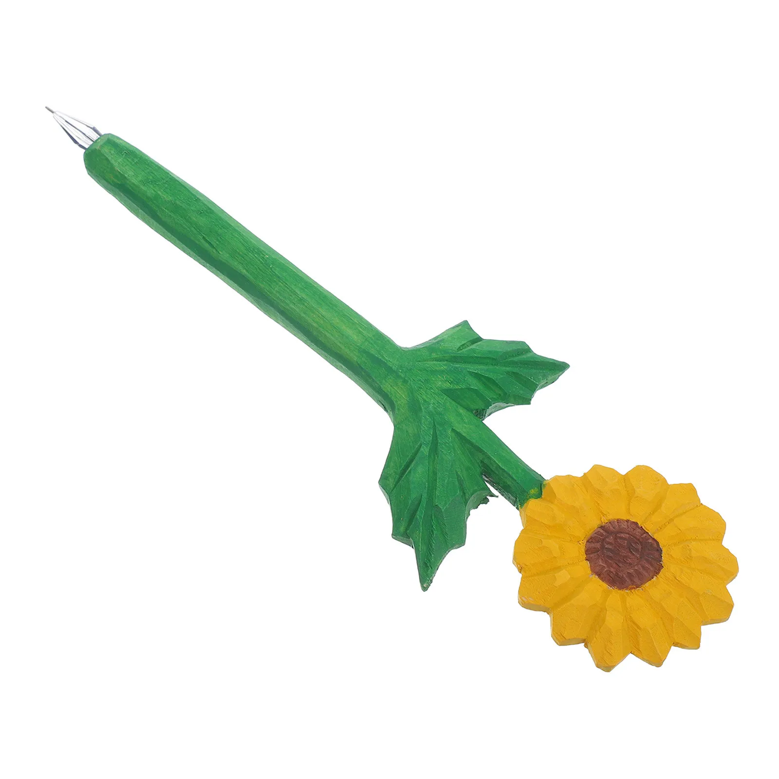 

Wooden Sunflower Pen Vintage Engraved Smooth Writing Decorative Pen for Creative Journaling Office Home Stationery Pens
