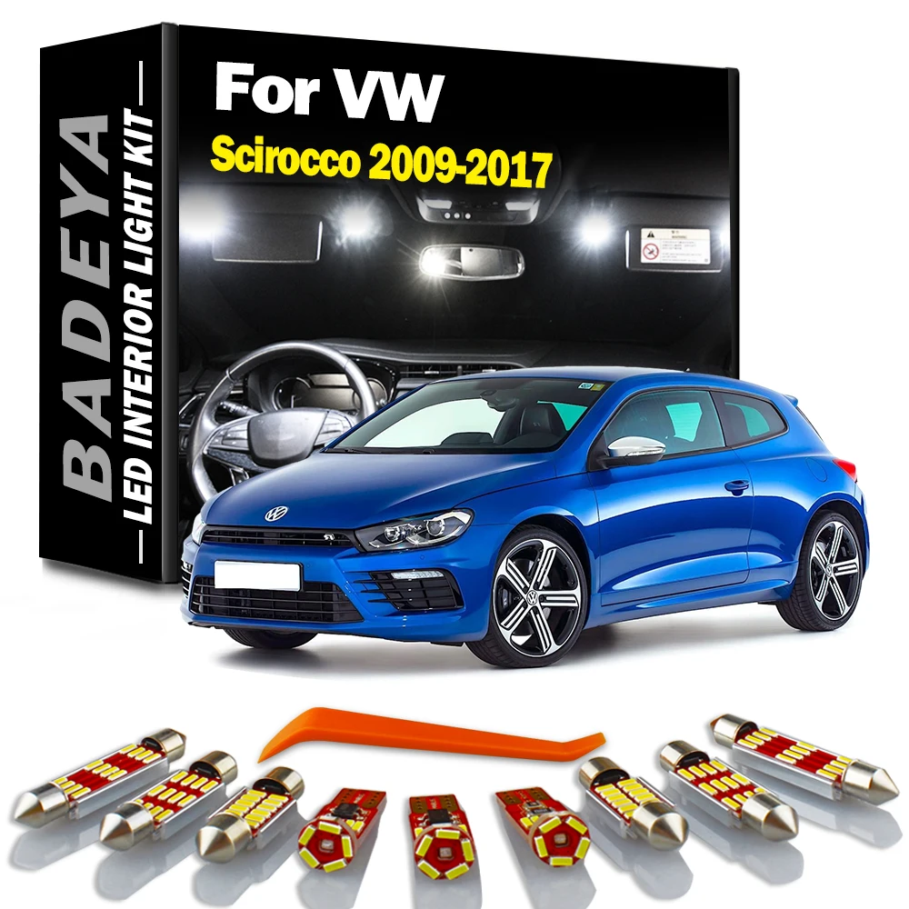 BADEYA 11Pc อุปกรณ์เสริมสําหรับ VW Scirocco R 2009 -2014 2015 2016 2017 LED ภายใน Sun Visor หลังคา Trunk เท้าชุดหลอดไฟ Canbus