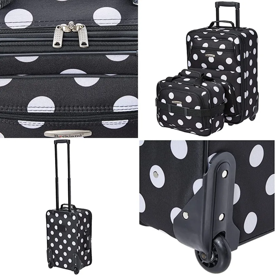 

Fashion Softside Upright Luggage Set, Expandable, Telescopic Handle, Wheel,,2-Piece 14/19