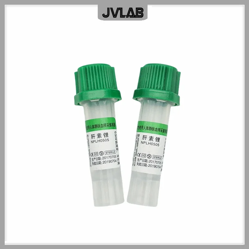 Sterile Micro Blood Collection Tube with Lithium Heparin Additives Green Cap Vac Tube Vacutainer for Child 0.5ml CE Mark 100/PK