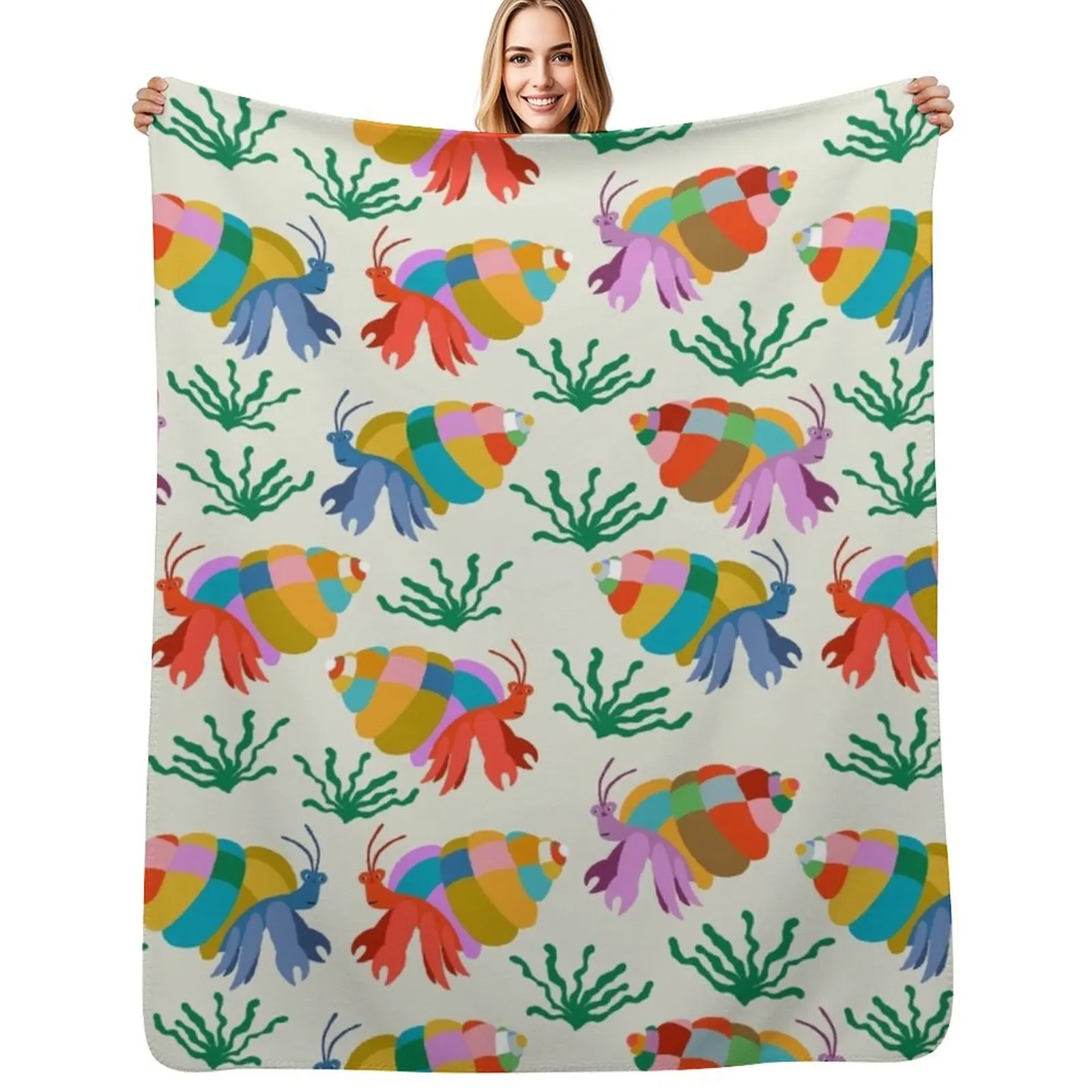 

Artsy Hermit Crabs Throw Blanket Luxury Brand Plaid on the sofa Blankets