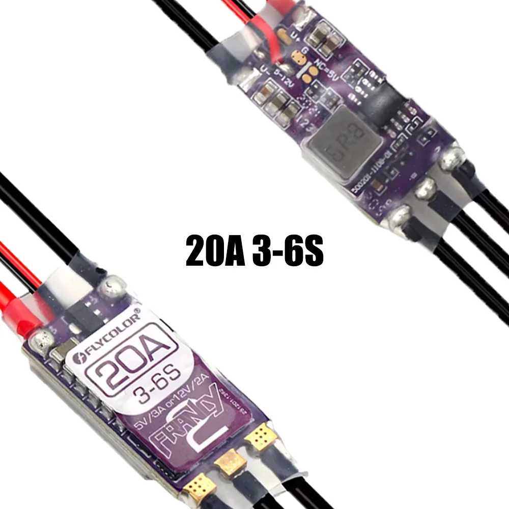 

FLYCOLOR Francy 2 Бесщеточный ESC 20A 5 В/3 А 12 В/2 А Двойной BEC Регулируемый BLHELI-32 BL32 Высокопроизводительный MCU Dshot для радиоуправляемого самолета